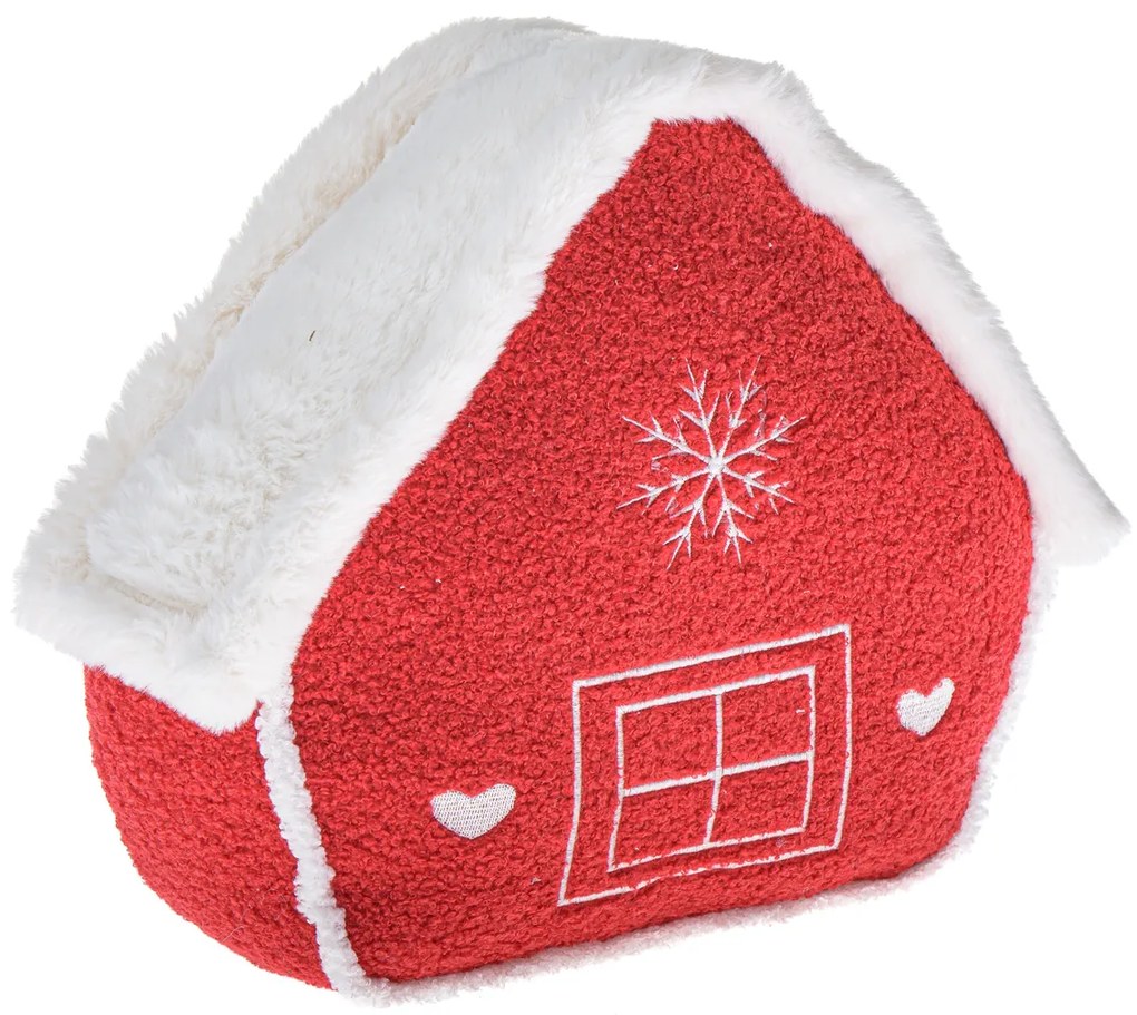 Ozdoby świąteczne Tekstylna chatka czerwona, 26 x30 x 10 cm