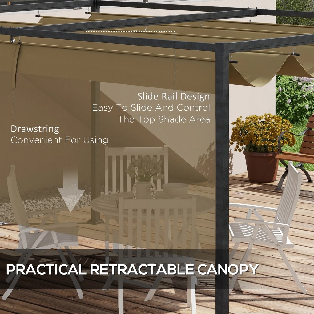 Outsunny pergola metalowa ochrona przed słońcem wodoodporna na taras balkon ogród UV odporna khaki lekka konstrukcja | Aosom PL