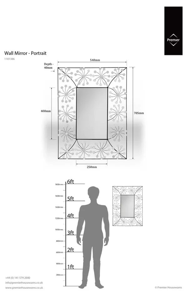 Lustro ścienne 56x70 cm Floret – Premier Housewares