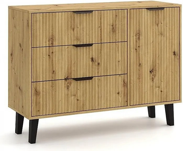 Komoda Scandi 1D3S | Dąb Artisan | 110x39x81,5 cm |  Skandynawski Styl