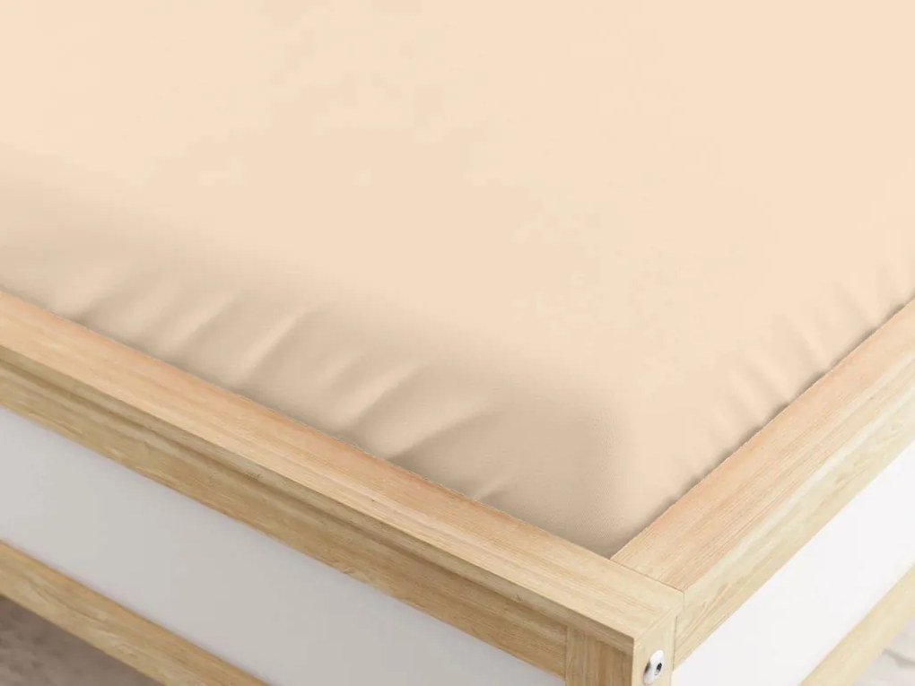 PrzytulneMieszkanie.pl Prześcieradło z gumką z mikrofibry jasno beżowe 90 x 200 cm