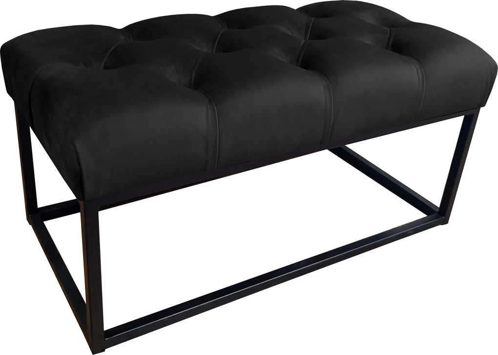 Ławka CHESTERFIELD tkanina Welur loft ławka metal : Kolor Stelaża - Czarny , Kolor tkaniny - VELVET - MG19, Typ tkaniny - Velvet