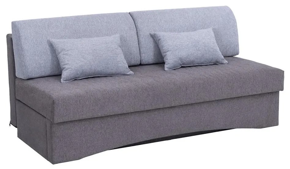 Tapicerowana rozkładana trzyosobowa sofa PAUL do codziennego spania, bez podłokietników, szara