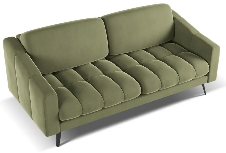 Zielona aksamitna sofa 202 cm Nalu – Makamii