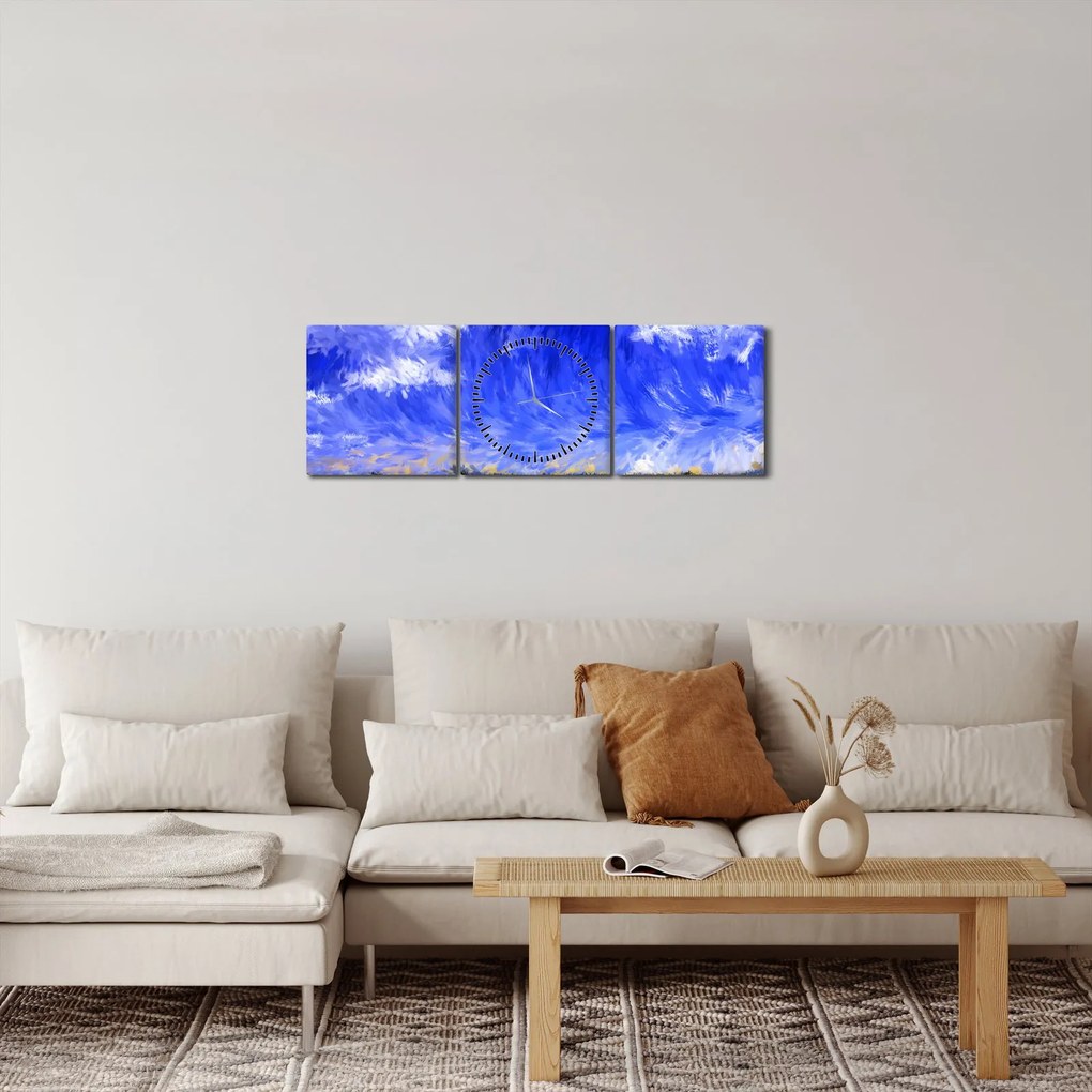 Obraz - Obraz olejny, Złote pole (z zegarem) (90x30 cm)