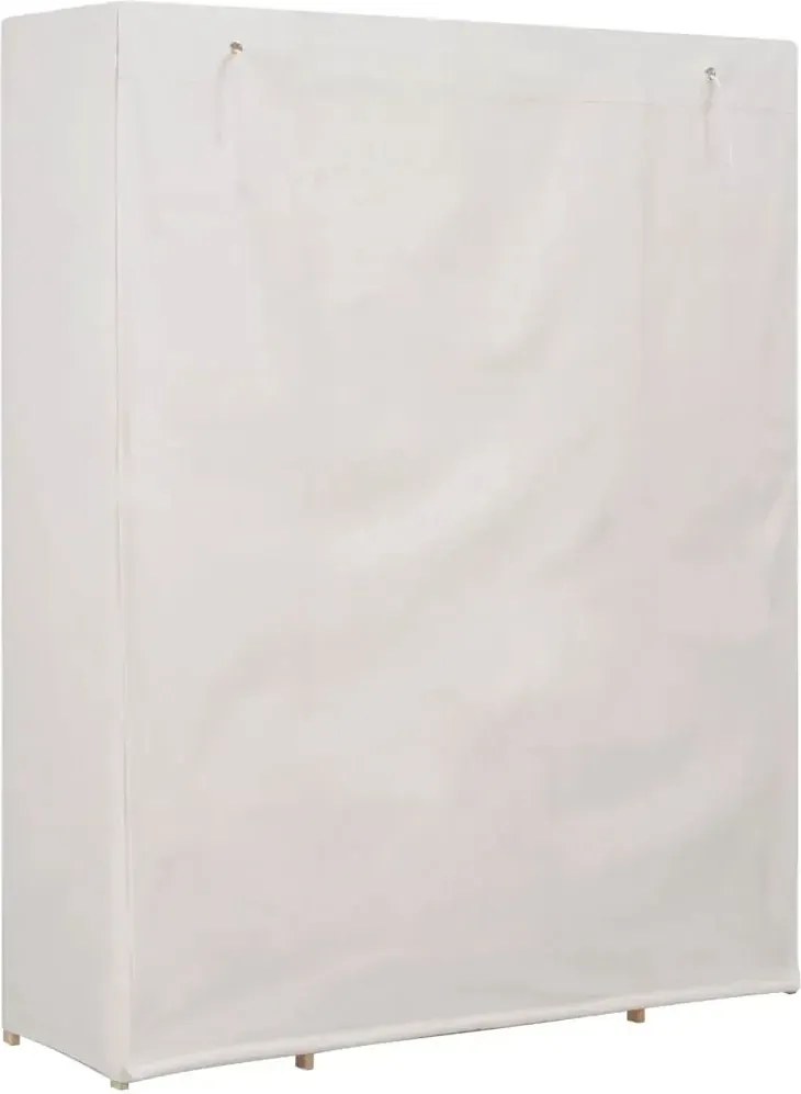 Materiałowa biała szafa z drewnianym stelażem W9-M26