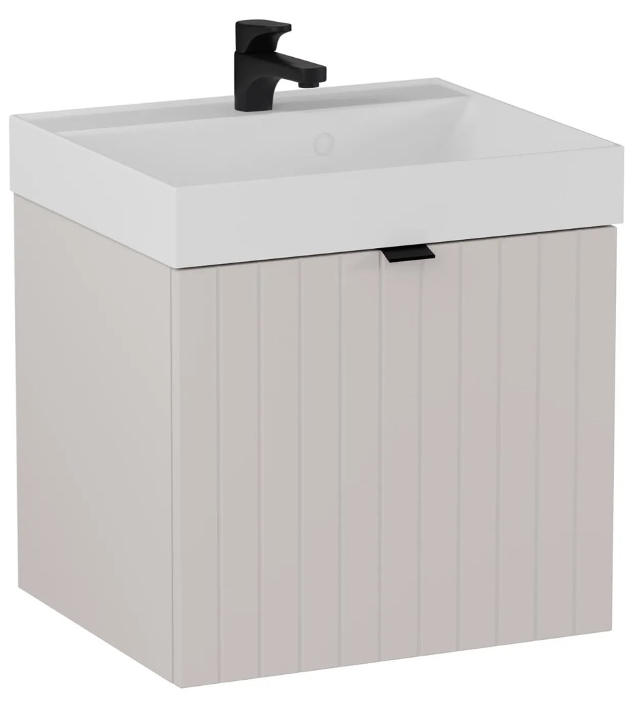 Szafka łazienkowa wisząca kaszmir lamelowe fronty 50 x 42 cm z umywalką z otworem CUSCO