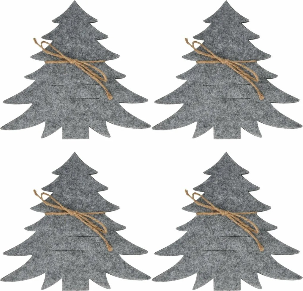 Kieszeń na sztućce X-Mas Tree szary, zestaw 4 szt.