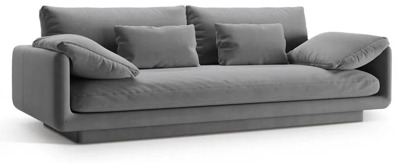 Jasnoszara aksamitna sofa 220 cm Torino – Micadoni