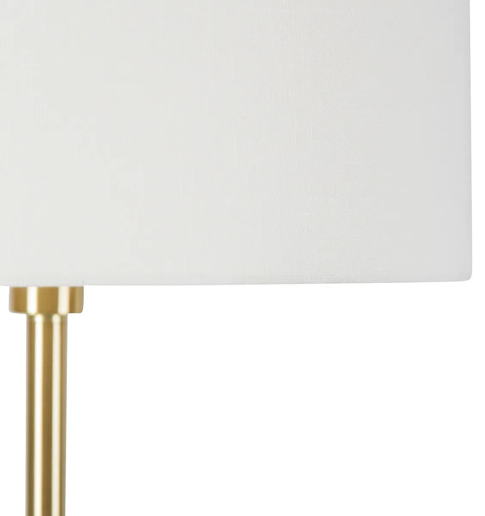 Lampa podłogowa mosiężna z białym kloszem 50 cm - SimploDesignerski Oswietlenie wewnetrzne