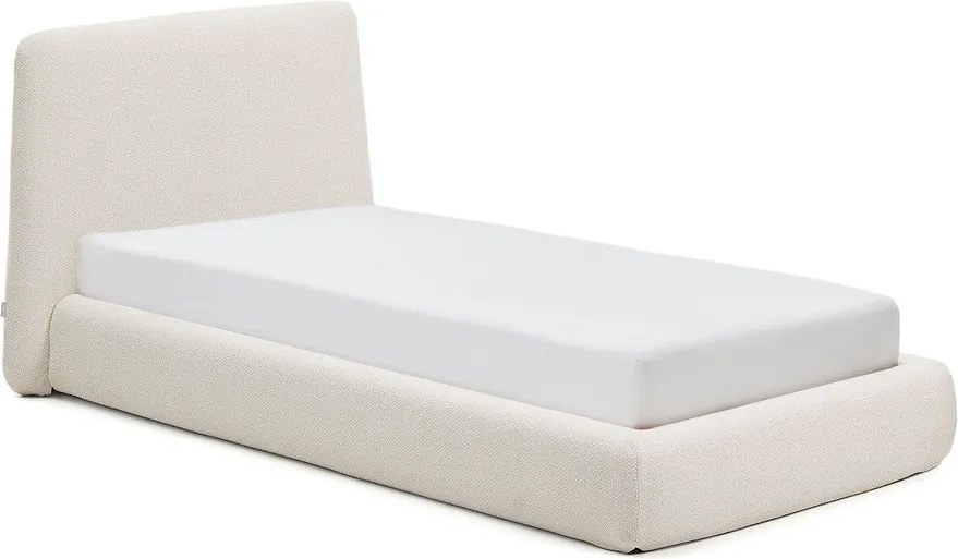 Beżowe tapicerowane łóżko jednoosobowe bez stelaża 90x200 cm Martina – Kave Home