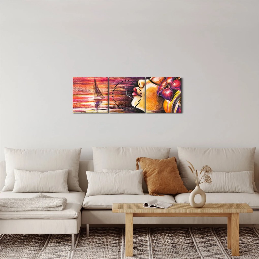 Obraz - Wspomnienia lata (z zegarem) (90x30 cm)