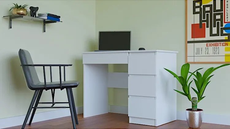 Białe biurko proste klasyczne komputerowe 100 cm F3-C08