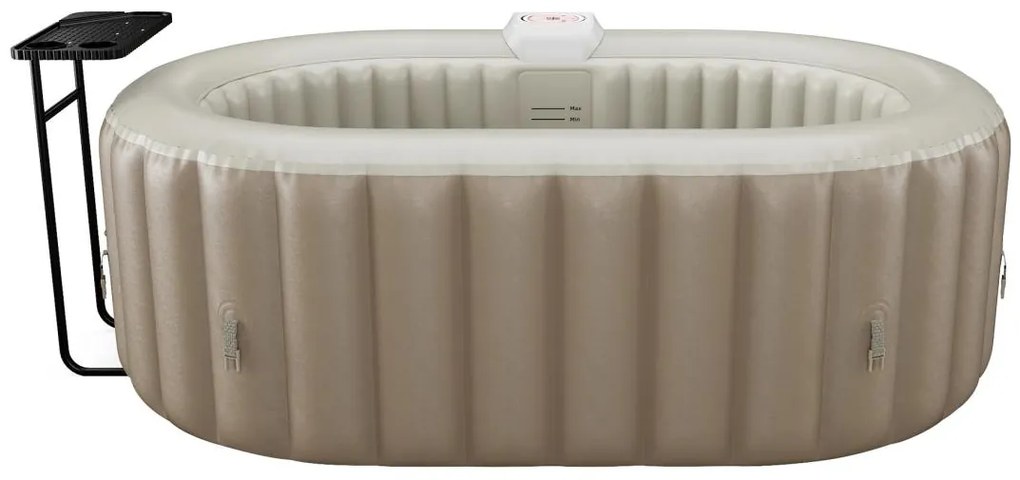 Dmuchane spa owalne 2-osobowe – dł. 190 x szer. 120 cm x wys. 65 cm – 90 dysz powietrza – Taupe i beżowe – B-LUCKY