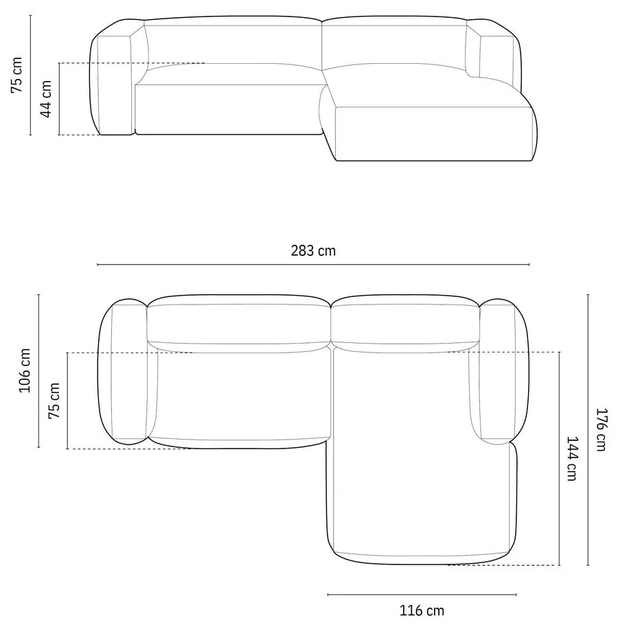 Ciemnoniebieski narożnik modułowy z materiału bouclé (prawostronny) Martina – Micadoni Home