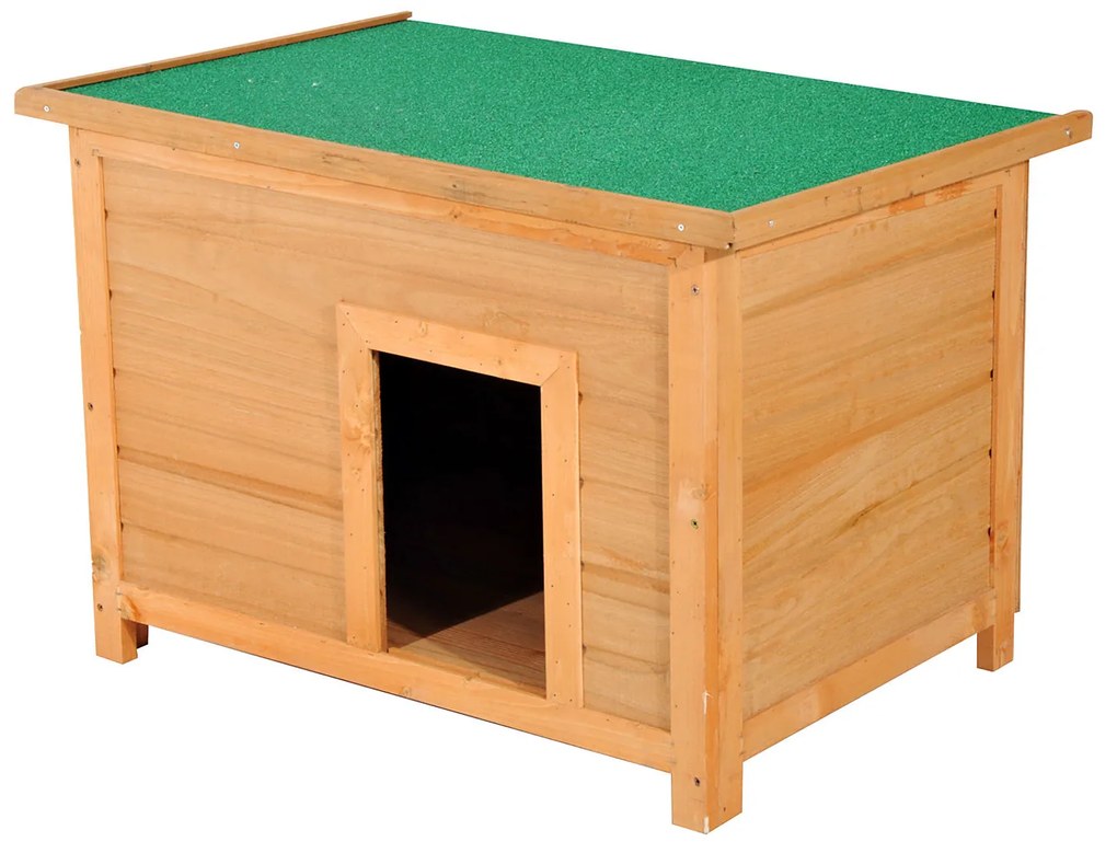 PawHut Buda dla psa Domek drewniany Legowisko Żółto-zielony 82x58x58cm Odporny na warunki atmosferyczne | Aosom PL