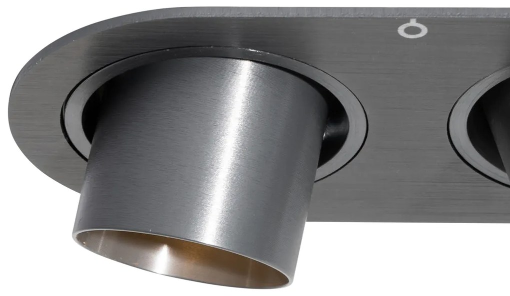 Set van 6 inbouwspots gunmetal GU10 35mm kantelbaar 2-lichts - Installa Nowoczesny Oswietlenie wewnetrzne