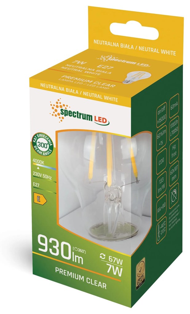 ŻARÓWKA LED Neutralna GLS E-27 230V 7W COG WOJ+14600