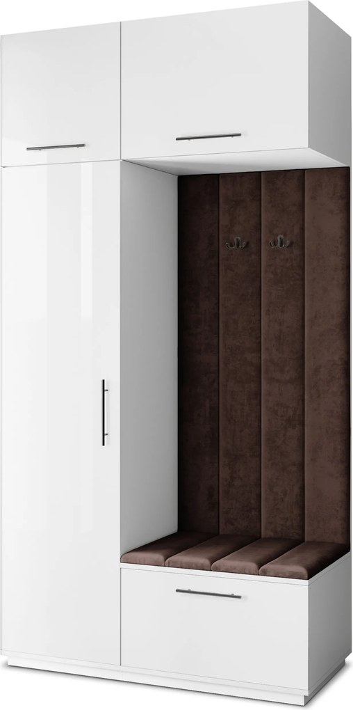 Masseno Garderoba REMA 120/240/60 cm Nowoczesna Szafa do Przedpokoju Biała, MONOLITH 29 (Brązowy)