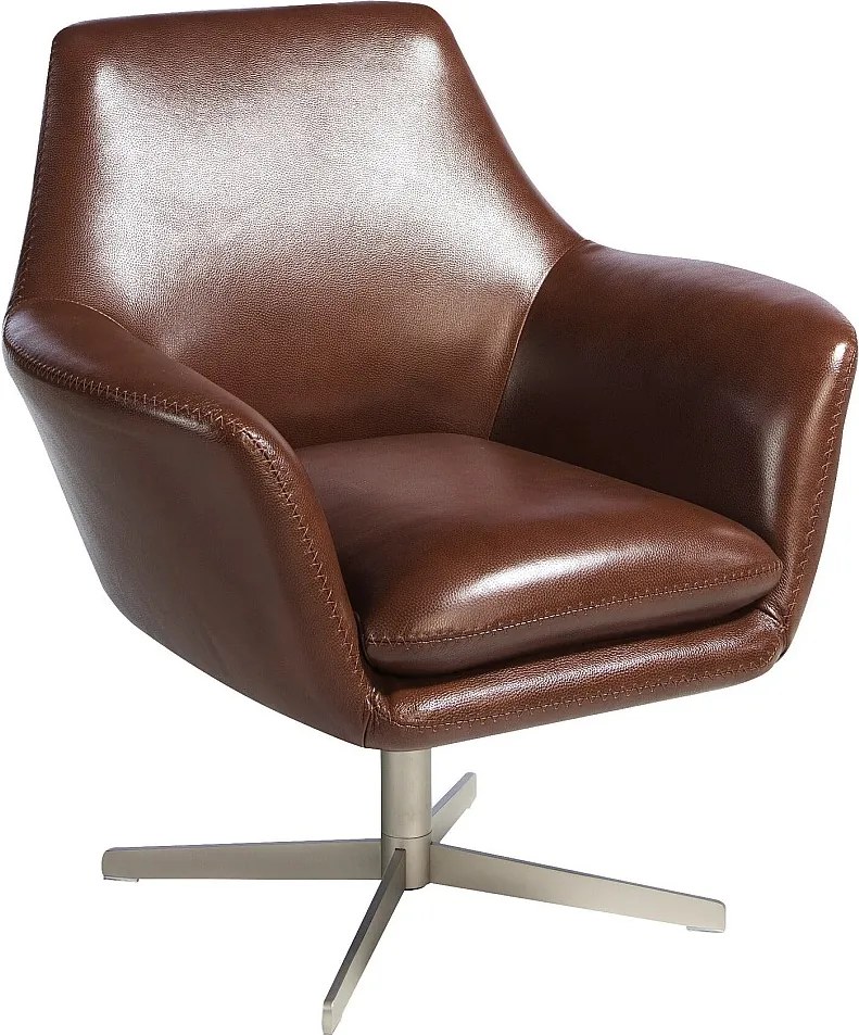 Fotel obrotowy z brązowej skóry koniakowej 5093 ANGEL CERDA