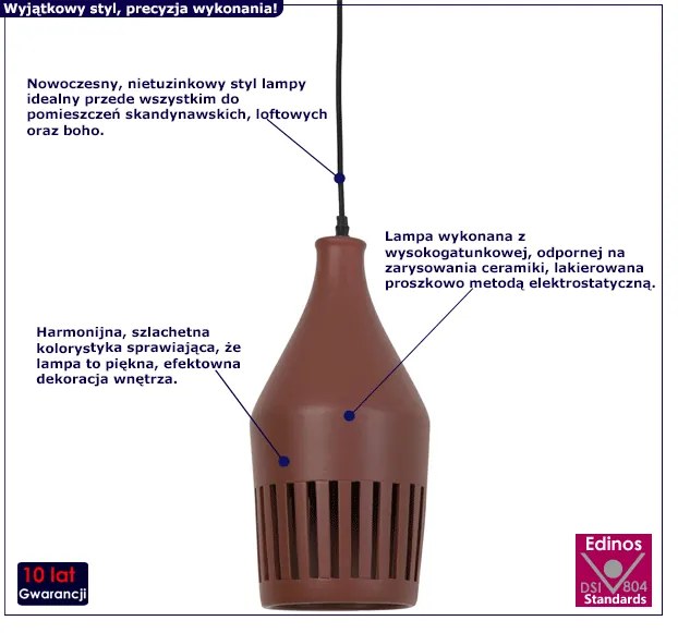 Ceramiczna lampa wisząca Elda - brązowa