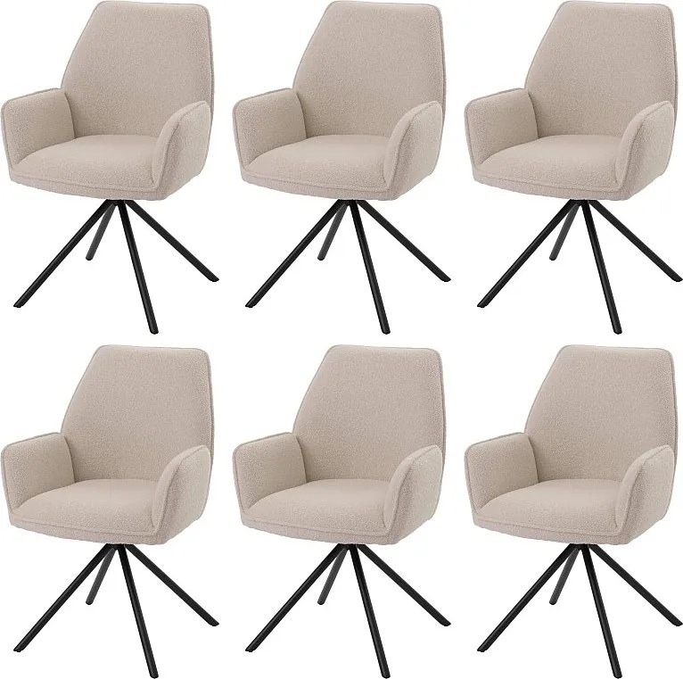 Krzesło do jadalni MCW-G67 Bouclé (zestaw 6 sztuk),  kremowy