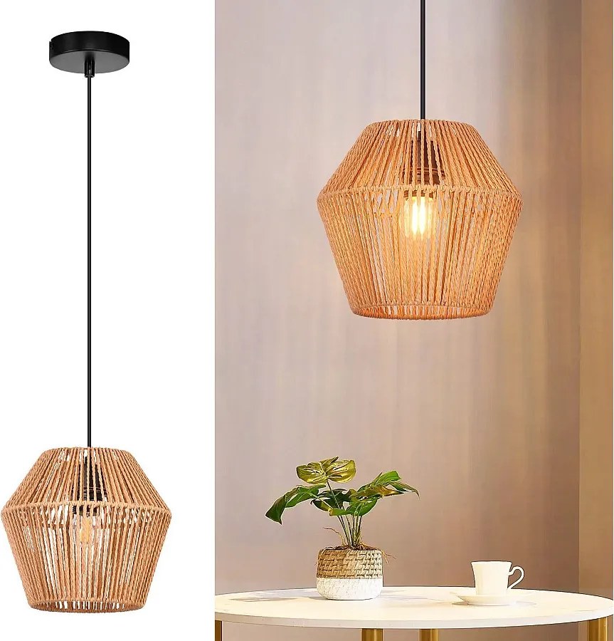 NETTLIFE Vintage rattanowa lampa wisząca 150 cm E27 40W