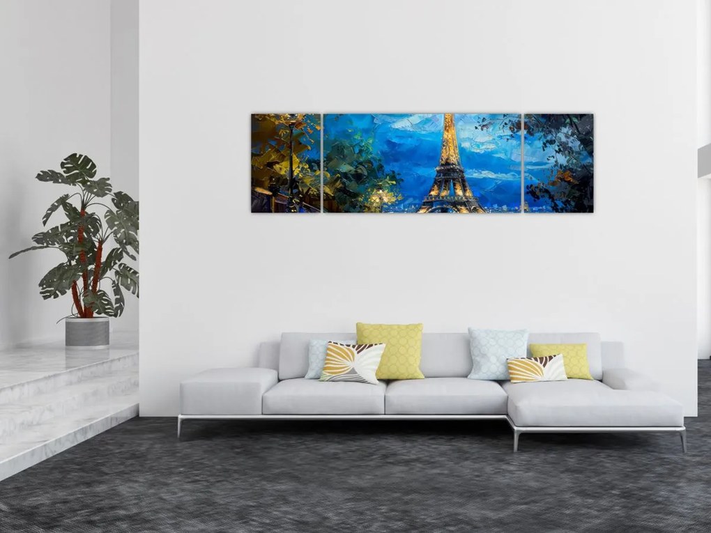 Obraz - Obraz olejny przedstawiający wieżę Eiffla (170x50 cm)