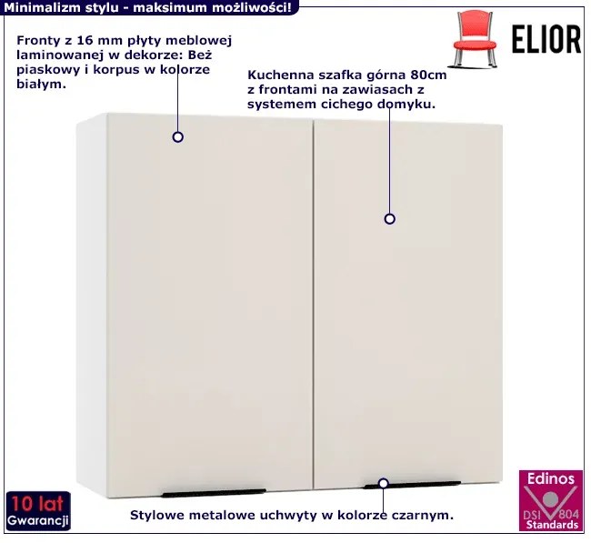 Górna Szafka Kuchenna 80 Cm Beż Piaskowy R9-F08