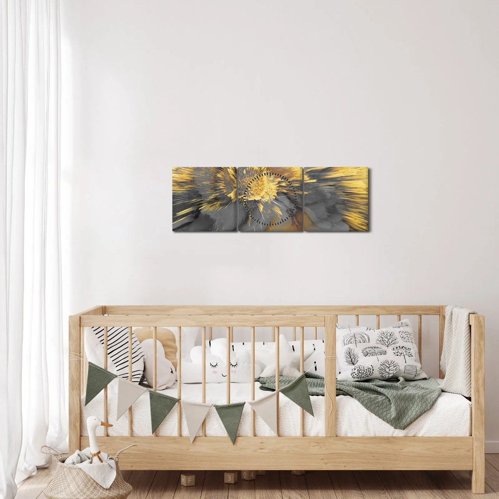 Obraz - Złota ekspansja (z zegarem) (90x30 cm)