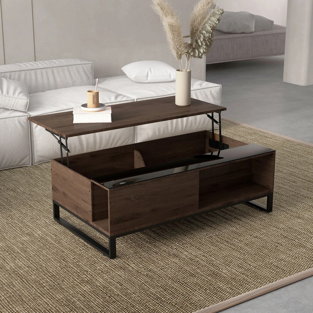 HOMCOM Stolik kawowy, stolik pomocniczy z regulowaną wysokością blatu, stolik do sofy ze stali