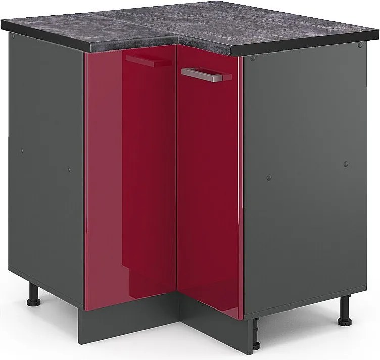 Szafka narożna czerwony połysk 75.6x60x81.6 r-line