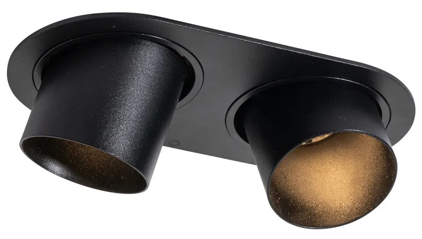 Wpuszczany reflektor czarny GU10 50 mm 2-punktowy - Installa