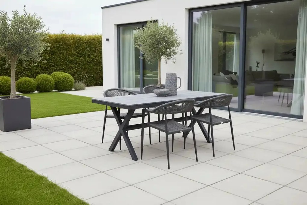 Krzesło Ogrodowe Antracyt 56x60x78 cm Plecione Ręcznie Sznurki Nowoczesne