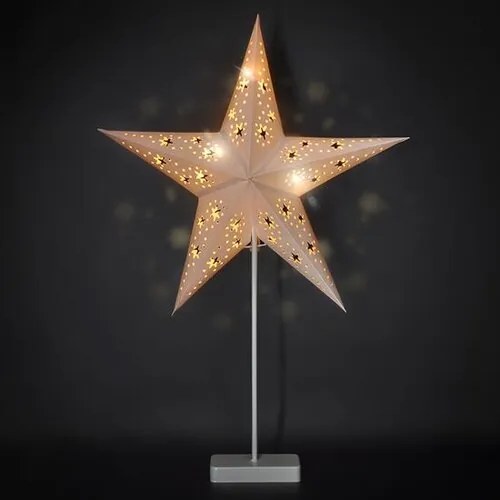 Solight LED gwiazda bożonarodzeniowa na stojaku, biała, 45 cm, 10x LED, 2x AA