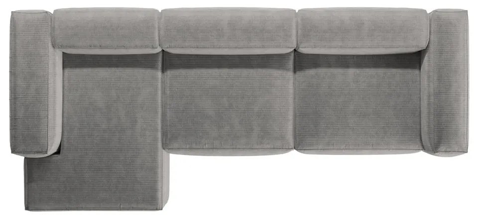 Jasnoszary sztruksowy narożnik (lewostronny/z szezlongiem) Bergano – Cosmopolitan Design