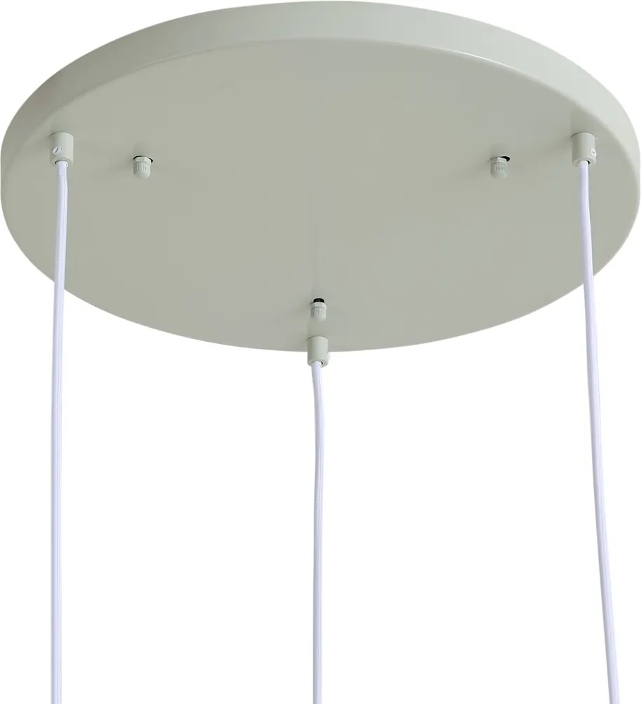 Lampa wisząca Japandi biała z organicznym jasnym zielonym kloszem 3-punktowa - Moonstone