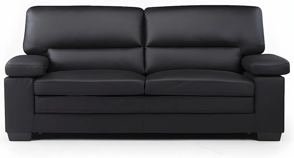 Kanapa 3-osobowa z czarnej skóry bawolej MIMAS