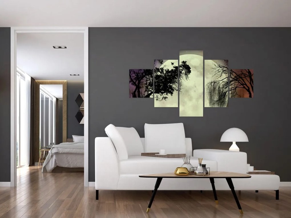 Obraz - Księżyc w pełni nad powierzchnią (125x70 cm)