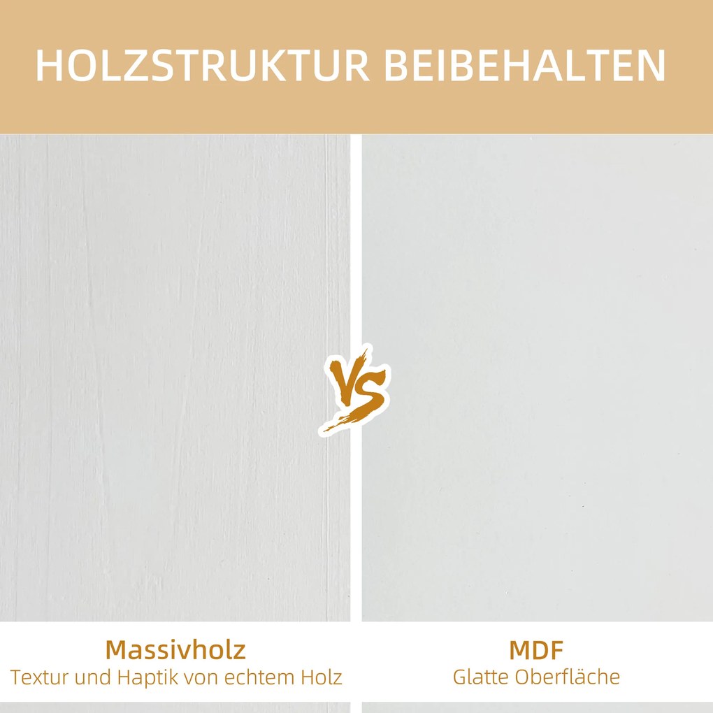 HOMCOM Regał Ścienny, Półka Wisząca, 5 Półek, Drewno Lite, Biały