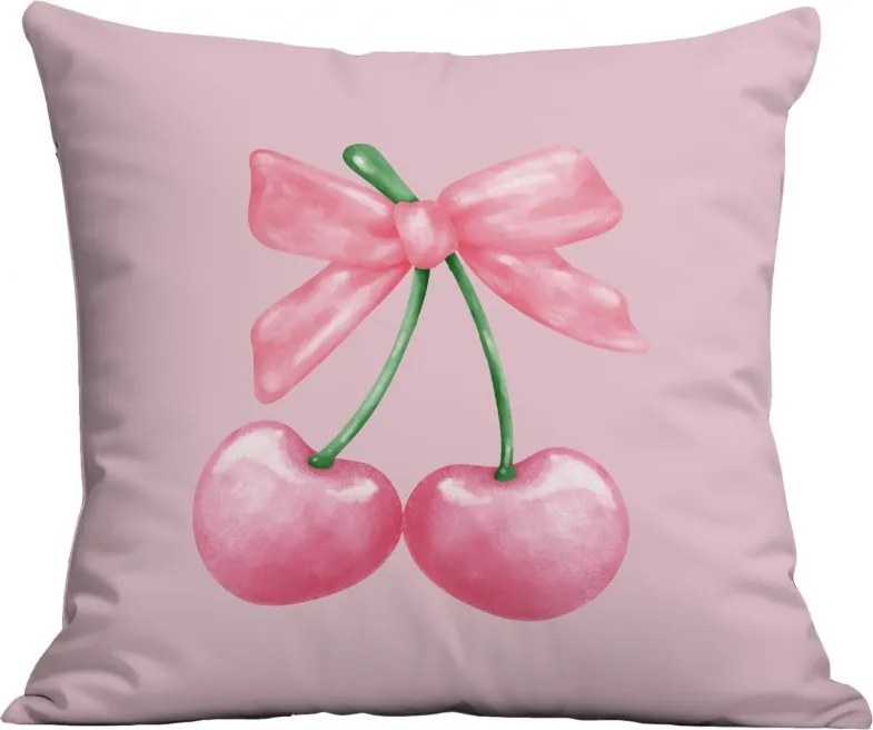 Poszewka na poduszkę CHERRIES 45x45 cm, różowa