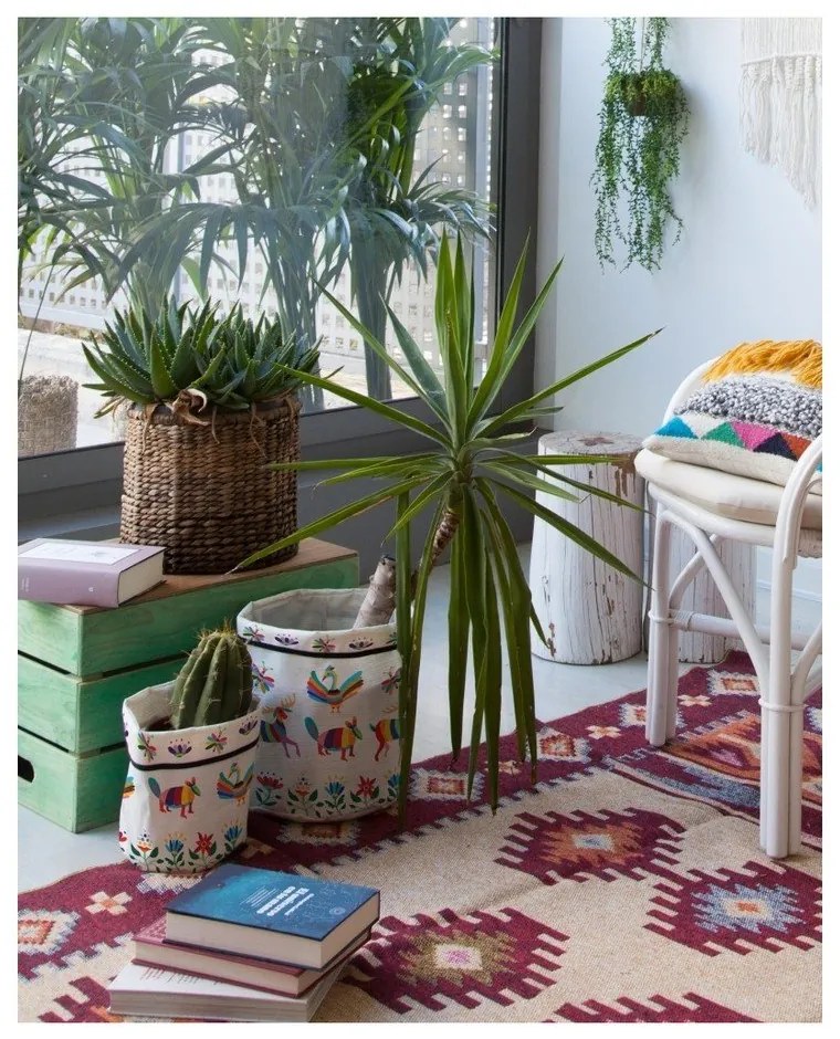 Zestaw 2 tekstylnych osłonek na doniczki Madre Selva Animals Otomi