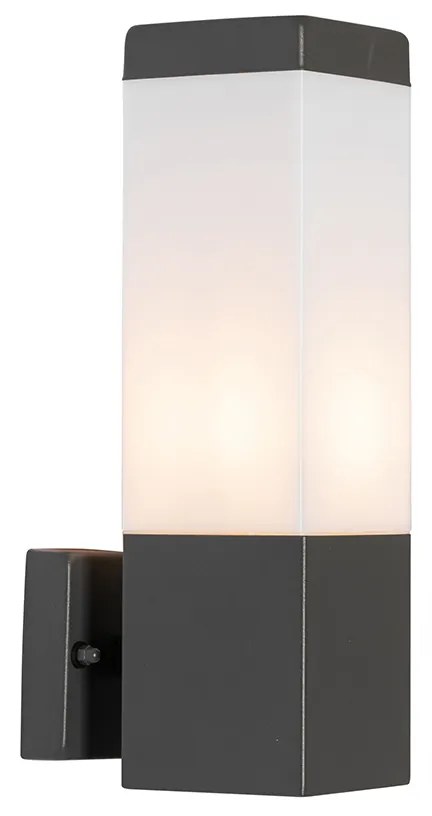 Zewnetrzna Nowoczesna lampa ścienna zewnętrzna ciemnoszara z opalizującym szkłem - Malios Nowoczesny Oswietlenie zewnetrzne