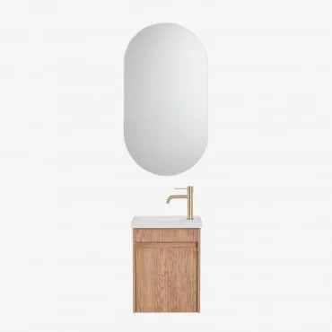 Zestaw Wiszących Mebli Łazienkowych Zintegrowany Z Umywalką Narek Popielaty Brąz & Owalny Z Miejscem Do Przechowywania Czarny - Sklum