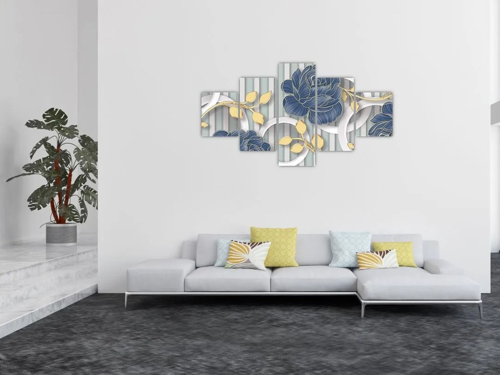 Obraz - róże i koła (125x70 cm)