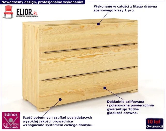 Komoda drewniana 6 szuflad Ventos 5S - Manus