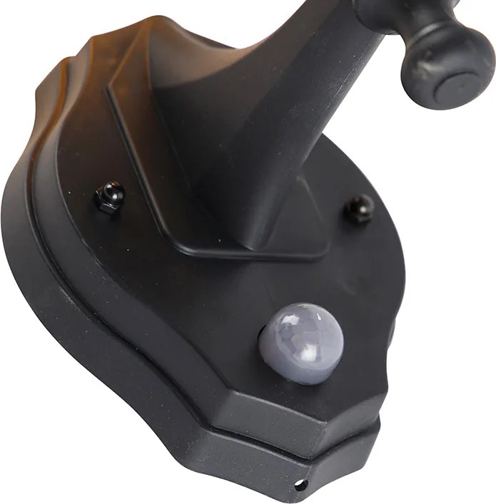 Klasyczna lampa ścienna zewnętrzna czarna z czujnikiem ruchu - New Haven