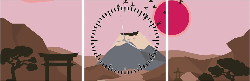 Obraz - Japonia N⁰2 (z zegarem) (90x30 cm)