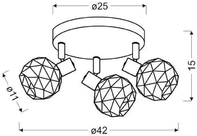 Lampa sufitowa z trzema drucianymi kloszami - V089 Ovos 4X