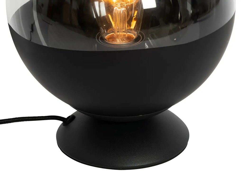 Retro Lampa Stołowa Czarna z Przezroczystym Szkłem - Eclipse